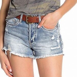 Blank NYC High-Rise Distressed Button Fly Denim Shorts Size 27 Medium Wash